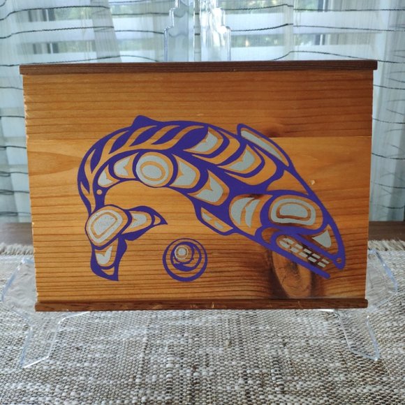 Indigenous Art Sliding Trinket Wood Box - Picture 1 of 11
